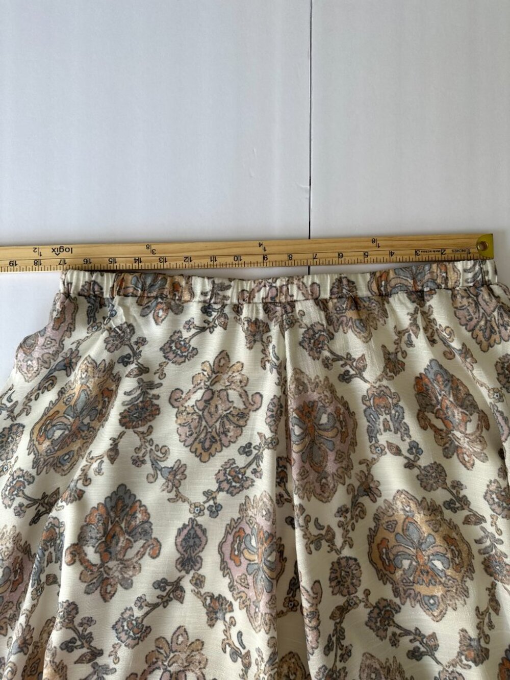FRYE Paisley High Low Midi Skirt Large Boho Elastic Waist Lined - Picture 6 of 6